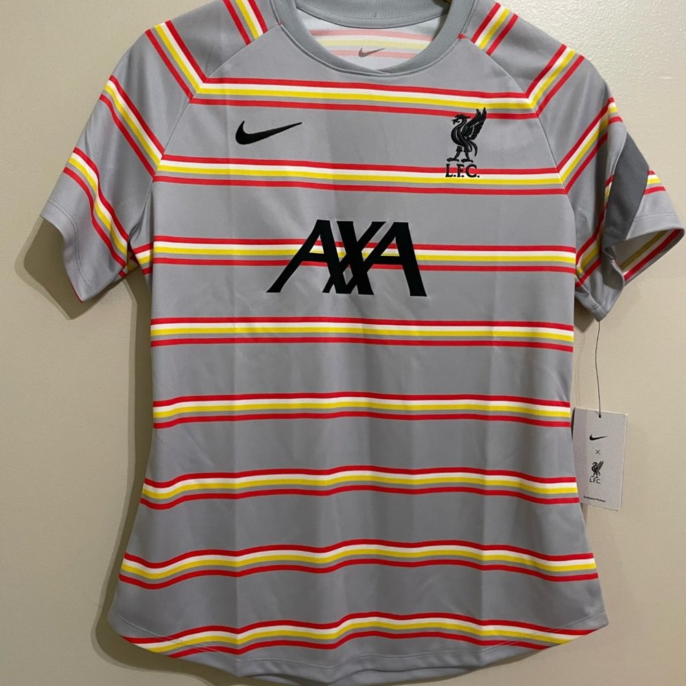 Nike Liverpool FC Pre-Match Soccer Jersey DB7648-017 Grey Women's Size M NEW